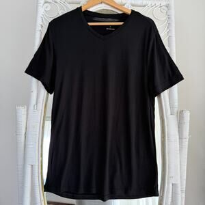 Unbound Merino Wool T Shirt Mens Large Black Short Sleeve V Neck Baselayer